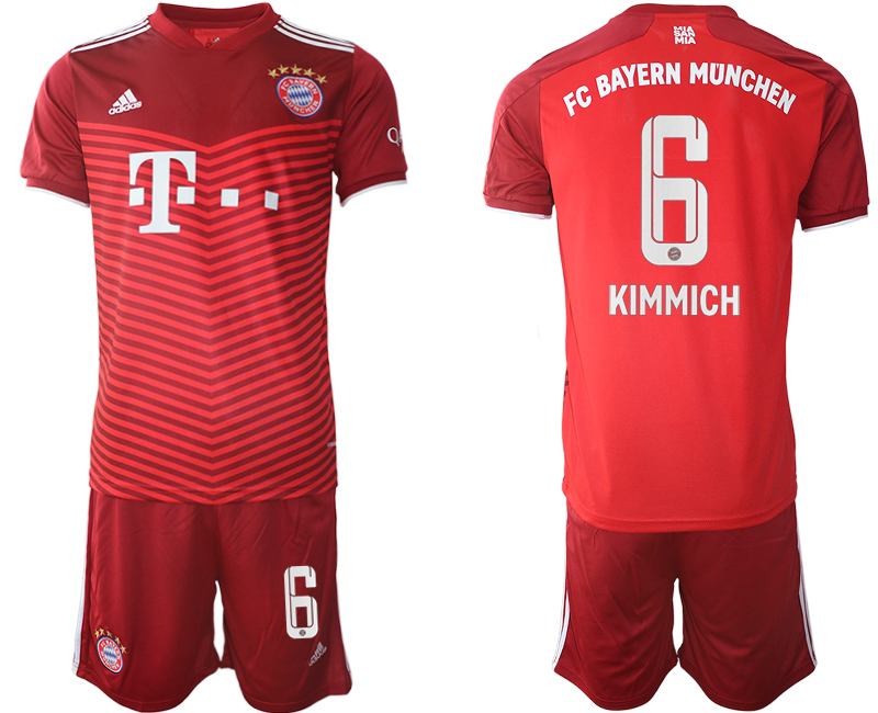 Men 2021-2022 Club Bayern Munich home red #6 Soccer Jersey->customized soccer jersey->Custom Jersey